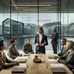 Norwegian office negotiation with woman leading allies ensuring structured fair dialogue