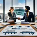 Norwegian professionals finalize a negotiation with a handshake in oslo office