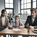 Separated norwegian parents and mediator drafting a child custody visitation agreement