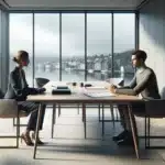 To norwegian professionals in calm focused negotiation in a modern oslo office